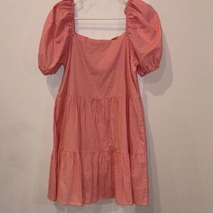 Elegant Pink Puff Sleeve Mini Dress